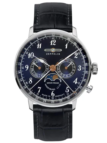 Zeppelin Unisex Chronograph Quartz Watch with Leather Strap