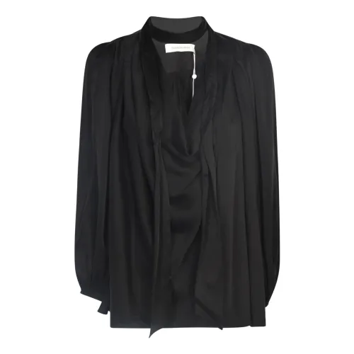 Zimmermann , Black Silk Bow Tie Shirt ,Black female, Sizes: