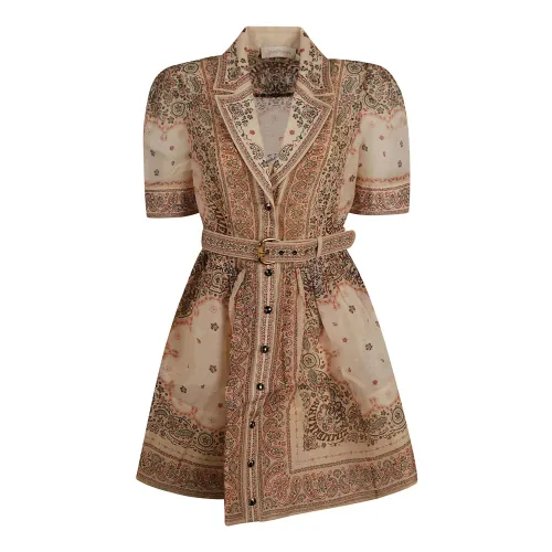 Zimmermann , Cream Paisley Print Dress ,Beige female, Sizes: