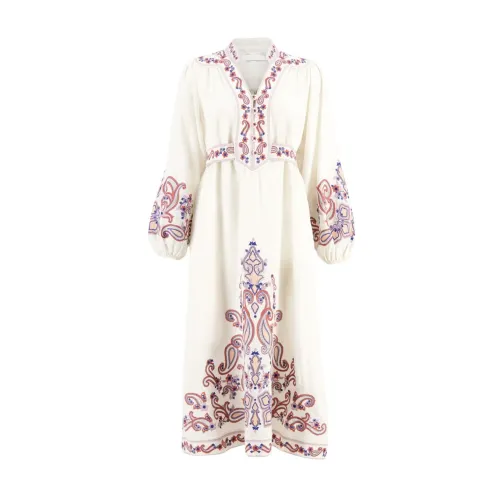 Zimmermann , Devi Embroidered Midi Dress ,Multicolor female, Sizes: