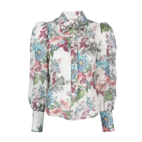 Zimmermann , Floral Print Linen and Silk Shirt ,Multicolor female, Sizes: