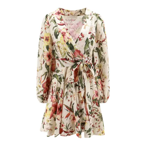 Zimmermann , Floral Print Linen Dress ,Multicolor female, Sizes:
