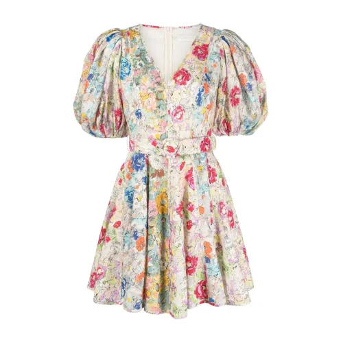 Zimmermann , Floral Print Linen Mini Dress ,Multicolor female, Sizes: