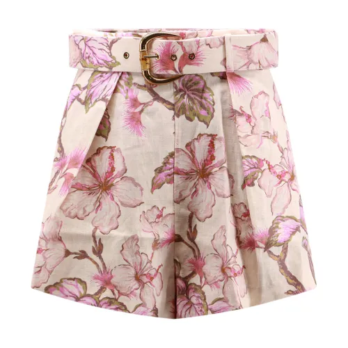 Zimmermann , Floral Print Linen Shorts ,Multicolor female, Sizes: