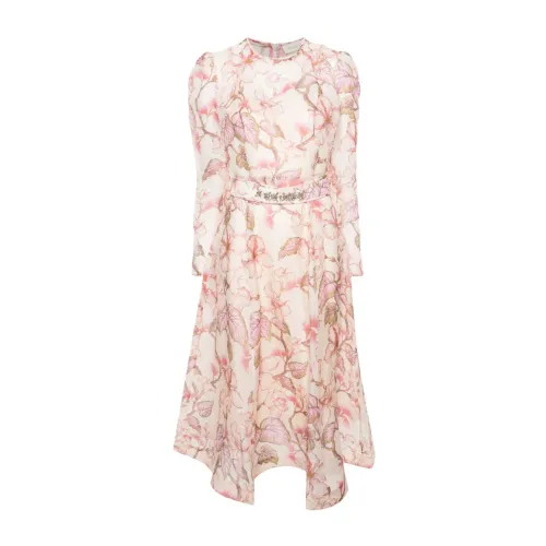 Zimmermann , Floral Print Linen-Silk Dress ,Multicolor female, Sizes:
