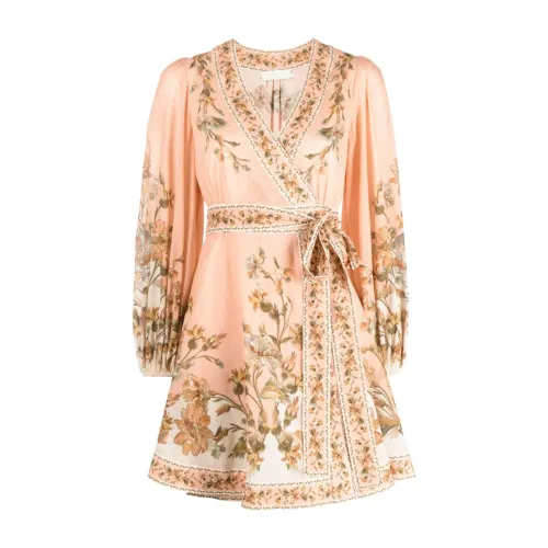 Zimmermann , Floral Wrap Cotton Dress ,Pink female, Sizes: