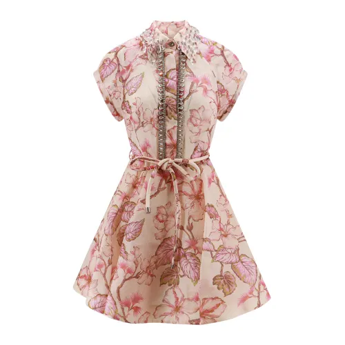 Zimmermann , Linen and Silk Mini Dress ,Multicolor female, Sizes: