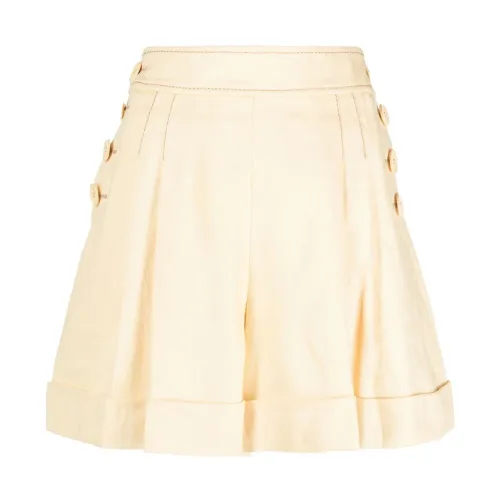 Zimmermann , Linen Shorts ,Yellow female, Sizes: