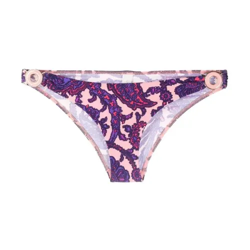 Zimmermann , Paisley-Print Bikini Bottoms ,Purple female, Sizes: