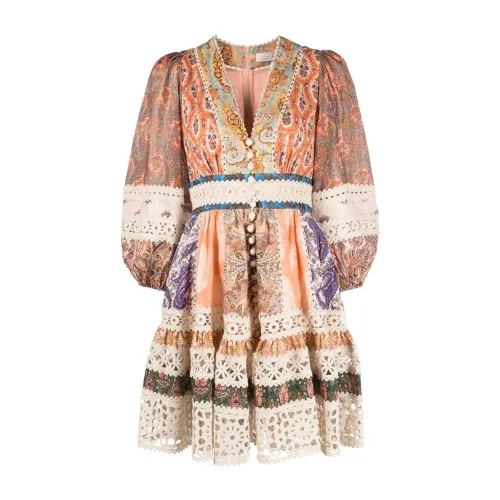Zimmermann , Paisley Print Linen Dress ,Multicolor female, Sizes: