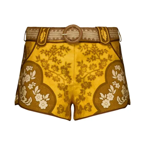 Zimmermann , Raie floral-print linen mini shorts ,Yellow female, Sizes: