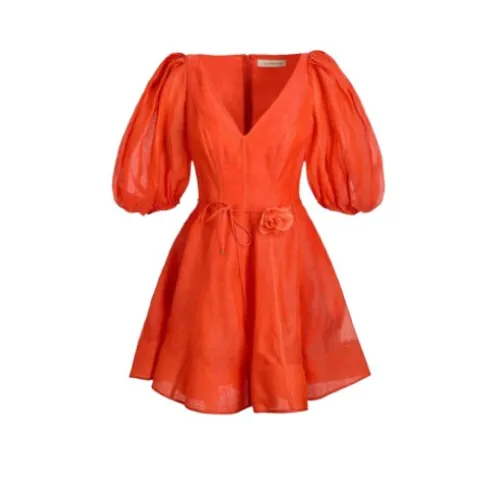 Zimmermann , Tomato Red Short Summer Fashion Dress ,Orange female, Sizes: