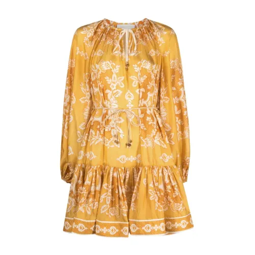 Zimmermann , Zimmermann Raie floral-print minidress ,Yellow female, Sizes: