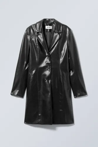 Zoe Coated Faux Leather Coat - Black