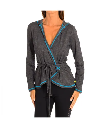 Zumba Womenss long-sleeved hooded sports jacket Z1T00503 - Grey Nylon