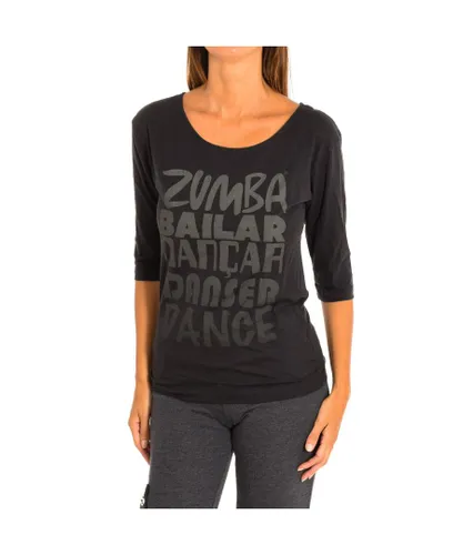 Zumba Womenss round neck 3/4 sleeve sports T-shirt Z1T00684 - Grey Cotton