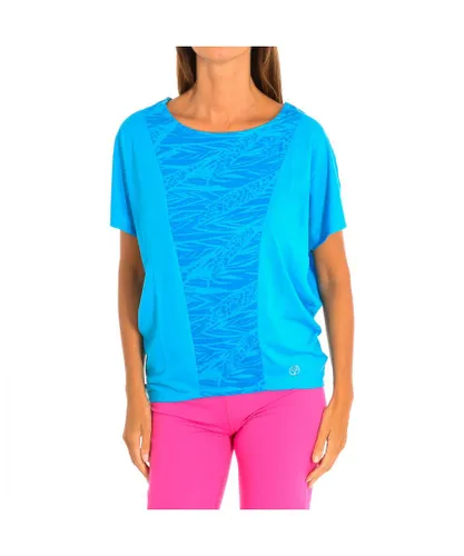 Zumba Womenss short-sleeved round neck sports T-shirt Z1T00685 - Blue Cotton