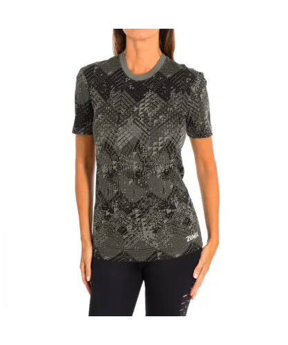 Zumba Womenss short-sleeved round neck sports T-shirt Z2T00161 - Black Cotton