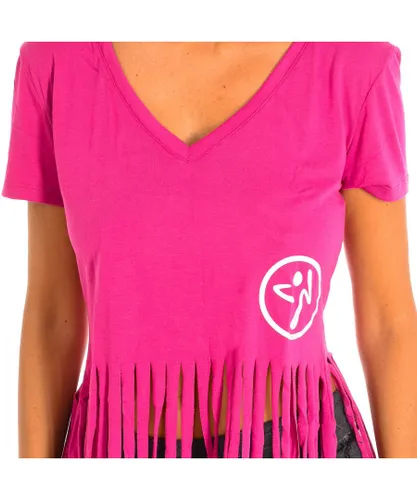 Zumba Womenss short-sleeved V-neck sports T-shirt Z1T00371 - Violet