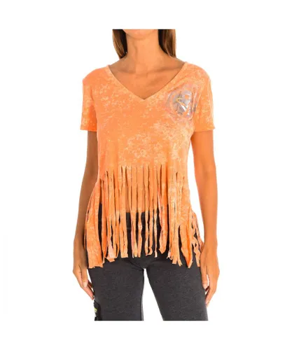 Zumba Womenss short-sleeved V-neck sports T-shirt Z1T00401 - Orange